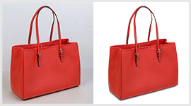 Red ladies bag making with white background and drop shadow