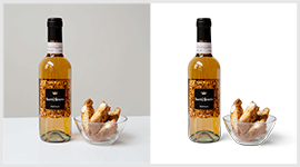 Wine bottle & fried chicken with product natural shadow making